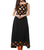 Janasya Black printed crepe kurti