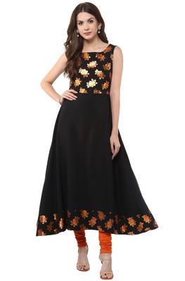 Janasya Black printed crepe kurti 2