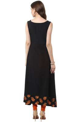 Janasya Black printed crepe kurti 3