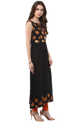 Janasya Black printed crepe kurti 5