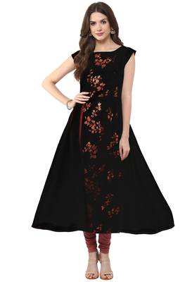 Black printed crepe kurti 2