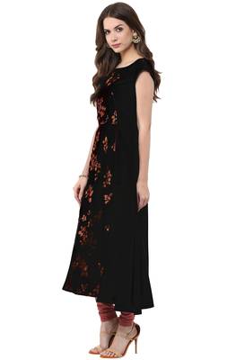Black printed crepe kurti 3