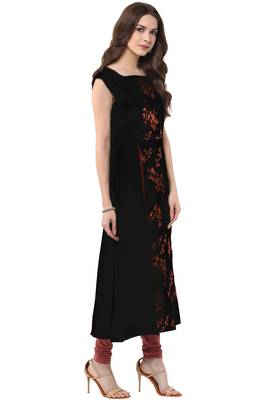 Black printed crepe kurti 4