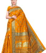 Orange Printed Art Silk Saree With Blouse