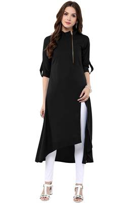Black printed crepe kurti 1