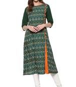 Janasya Green printed crepe kurti