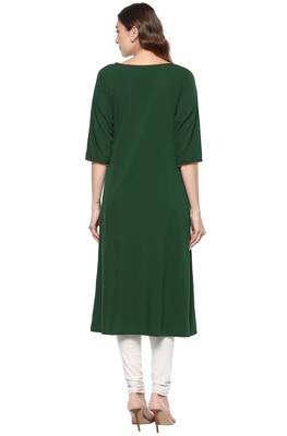 Janasya Green printed crepe kurti 5