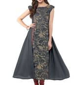Janasya Grey printed crepe kurti