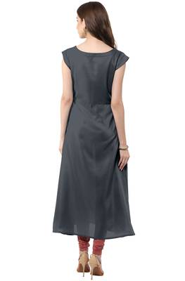 Janasya Grey printed crepe kurti 2