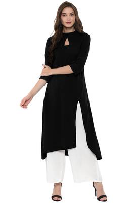 Janasya Black printed crepe kurti 1