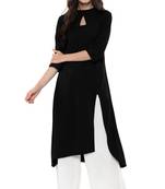 Janasya Black printed crepe kurti