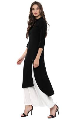 Janasya Black printed crepe kurti 2