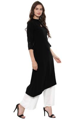 Janasya Black printed crepe kurti 3