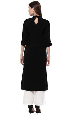 Janasya Black printed crepe kurti 5