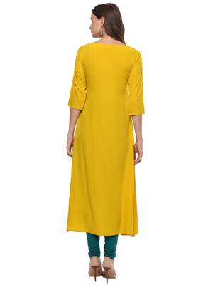 Janasya Yellow printed crepe kurti 5
