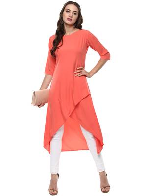 Janasya Pink printed crepe kurti 2