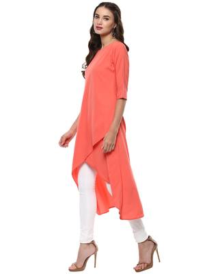 Janasya Pink printed crepe kurti 3