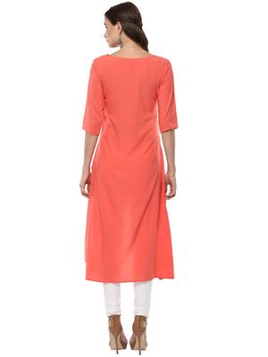 Janasya Pink printed crepe kurti 5
