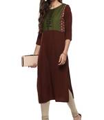 Janasya Brown printed crepe kurti