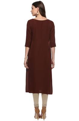 Janasya Brown printed crepe kurti 5