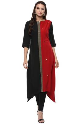 Black printed crepe kurti 1