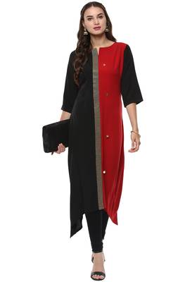 Black printed crepe kurti 2