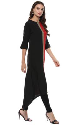 Black printed crepe kurti 4