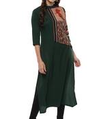 Janasya Dark-green printed crepe kurti