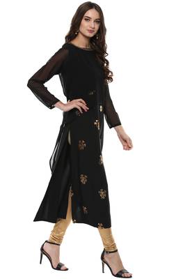 Janasya Black printed crepe kurti 4