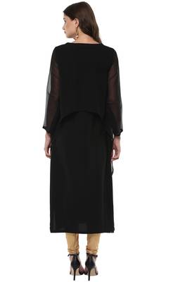 Janasya Black printed crepe kurti 5