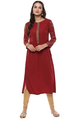 Janasya Red printed crepe kurti 1