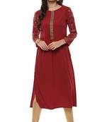 Janasya Red printed crepe kurti