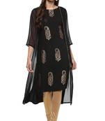 Dark blue printed crepe kurtas and kurtis