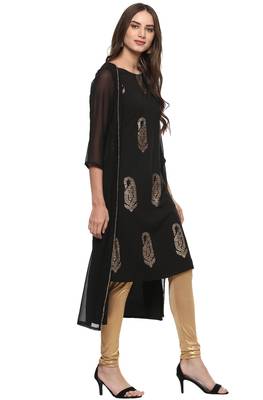 Dark blue printed crepe kurtas and kurtis 4