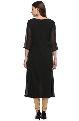 Dark blue printed crepe kurtas and kurtis 5