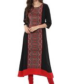 Janasya Black printed crepe kurti