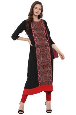 Janasya Black printed crepe kurti 2