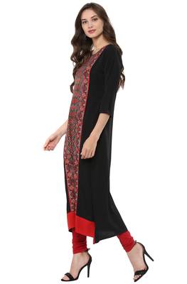 Janasya Black printed crepe kurti 3