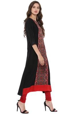 Janasya Black printed crepe kurti 4