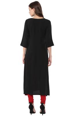 Janasya Black printed crepe kurti 5