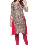 Janasya Grey printed cotton kurti