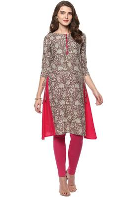 Janasya Grey printed cotton kurti 2