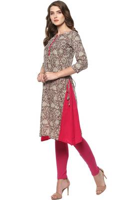 Janasya Grey printed cotton kurti 3