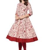 Janasya Beige printed cotton kurti