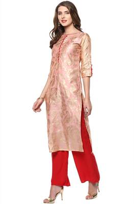 Janasya Light-pink printed chanderi kurti 3