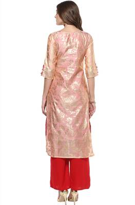 Janasya Light-pink printed chanderi kurti 5