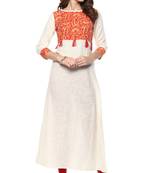 Janasya Cream printed cotton kurti