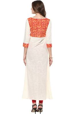 Janasya Cream printed cotton kurti 5