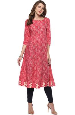 Janasya Pink printed cotton kurti 2