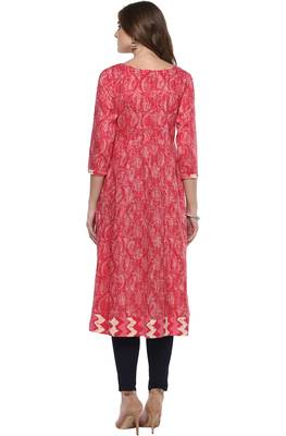 Janasya Pink printed cotton kurti 5
